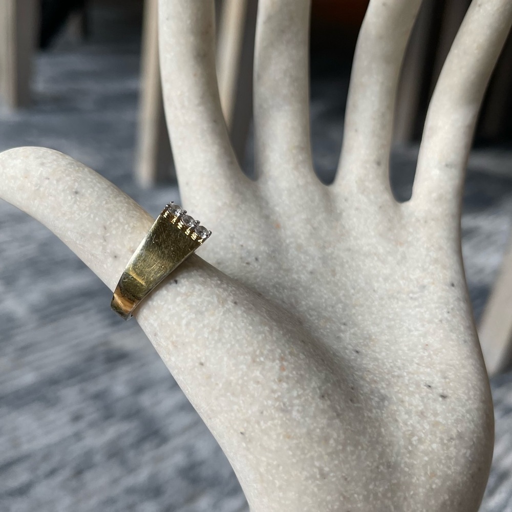 Sterling Silver‎ With Gold Plate with 3 Cubic Zirconia Ring Setting Size: 7 - Picture 8 of 12